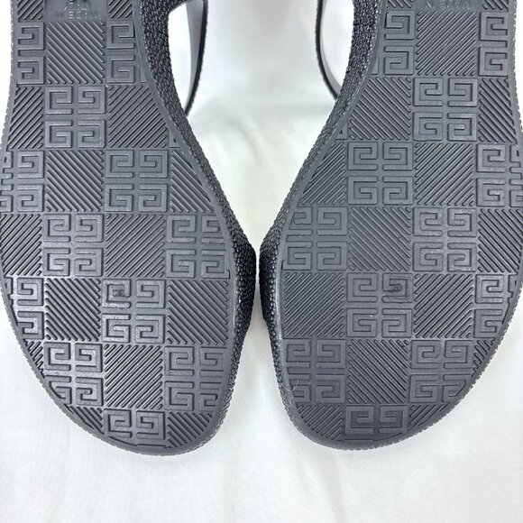Givenchy Black Rubber‎ Sandals Women’s Size 8 UK39 Textured Strap Jelly Flats - Picture 9 of 15